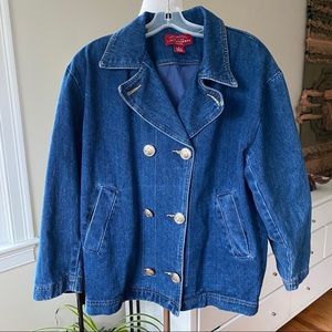 Vintage 80s/90s Denim Jean Pea Coat Limited Jeans